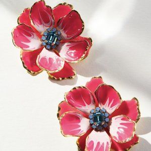 NWT Anthropologie x The Pink Reef Hand Painted Flower Post Earrings